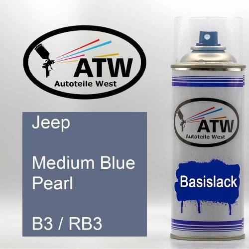 Jeep, Medium Blue Pearl, B3 / RB3: 400ml Sprühdose, von ATW Autoteile West.